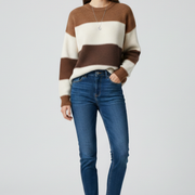 Women’s Sweater with Striped Surface and Relaxed Shape