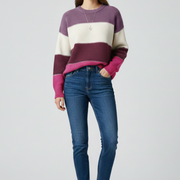 Women’s Sweater with Striped Surface and Relaxed Shape
