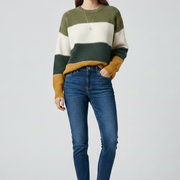 Women’s Sweater with Striped Surface and Relaxed Shape