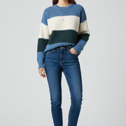 Women’s Sweater with Striped Surface and Relaxed Shape