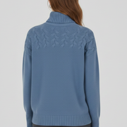 Women’s Sweater with Turtleneck and Textured Cable Pattern