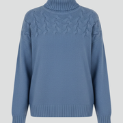 Women’s Sweater with Turtleneck and Textured Cable Pattern