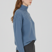 Women’s Sweater with Turtleneck and Textured Cable Pattern