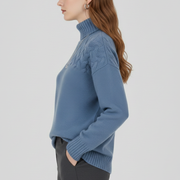 Women’s Sweater with Turtleneck and Textured Cable Pattern