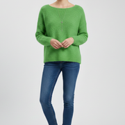 Women’s Sweater with Wide Neck and Brushed Knit Surface
