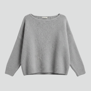 Women’s Sweater with Wide Neck and Brushed Knit Surface