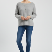 Women’s Sweater with Wide Neck and Brushed Knit Surface