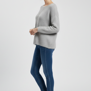 Women’s Sweater with Wide Neck and Brushed Knit Surface