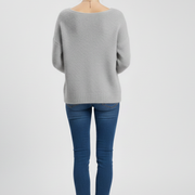 Women’s Sweater with Wide Neck and Brushed Knit Surface