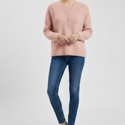Women’s Sweater with Wide Neck and Brushed Knit Surface