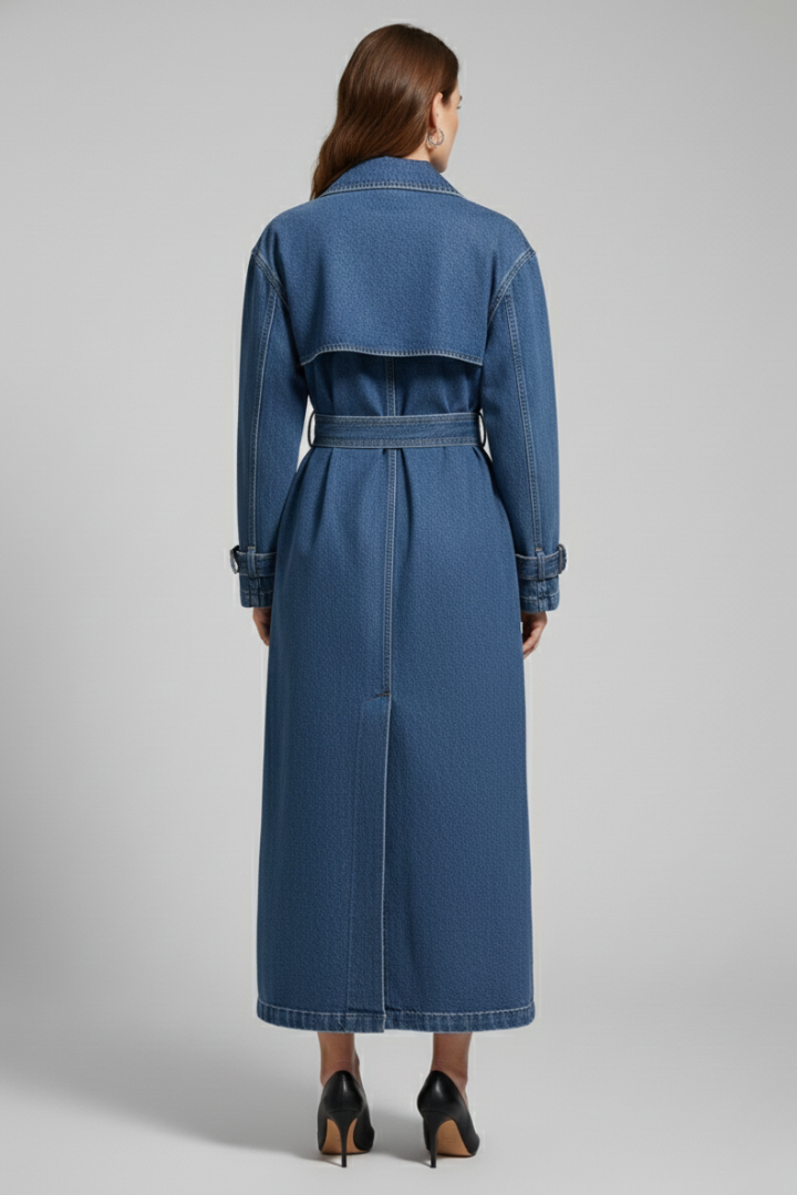 Women’s Trench Coat with Belt and Even Surface