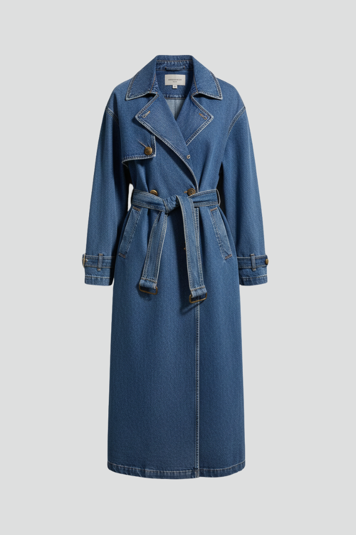 Women’s Trench Coat with Belt and Even Surface