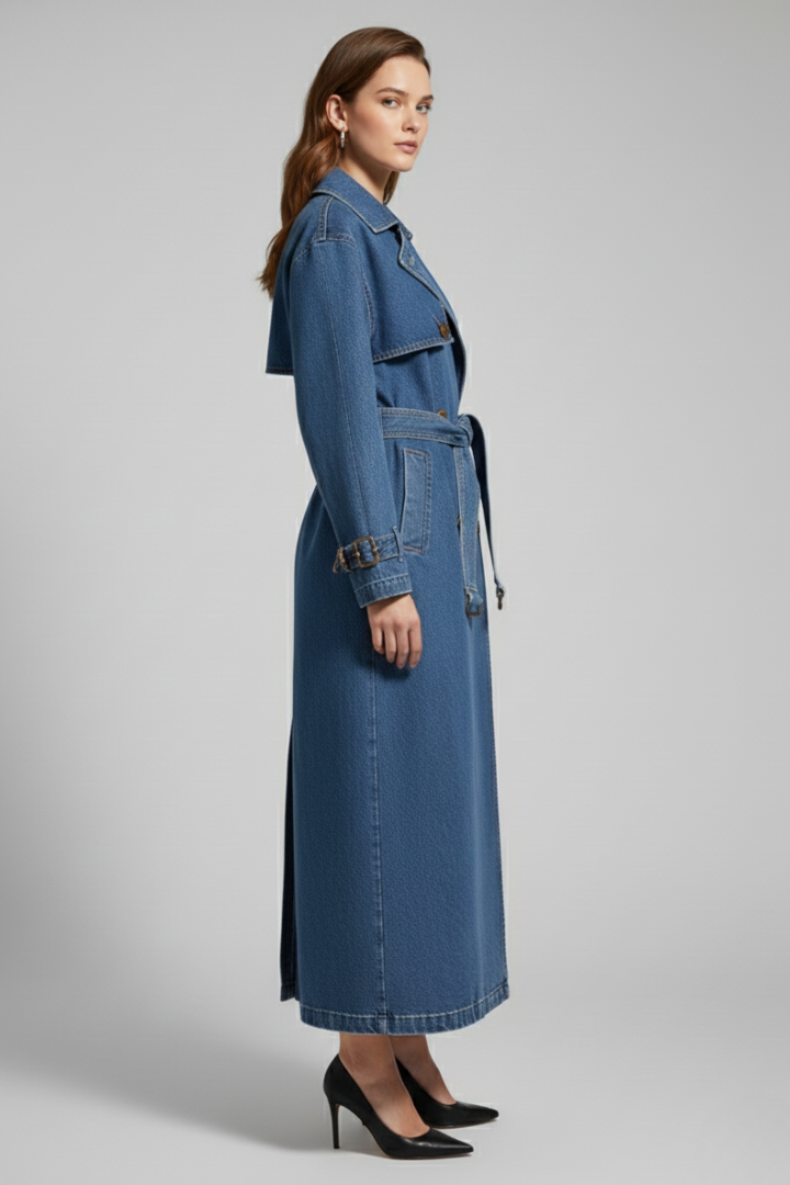 Women’s Trench Coat with Belt and Even Surface