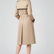 Women’s Trench Coat with Belt and Textured Surface