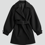 Women’s Trench Coat with Waist Belt and Textured Surface