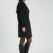 Women’s Trench Coat with Waist Belt and Textured Surface