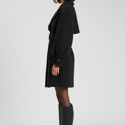 Women’s Trench Coat with Waist Belt and Textured Surface