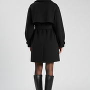 Women’s Trench Coat with Waist Belt and Textured Surface