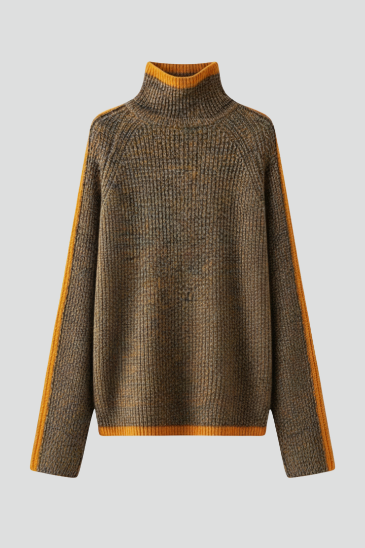 Women’s Turtleneck Jumper with Ribbed Knit and Trim