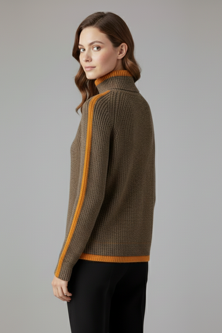 Women’s Turtleneck Jumper with Ribbed Knit and Trim