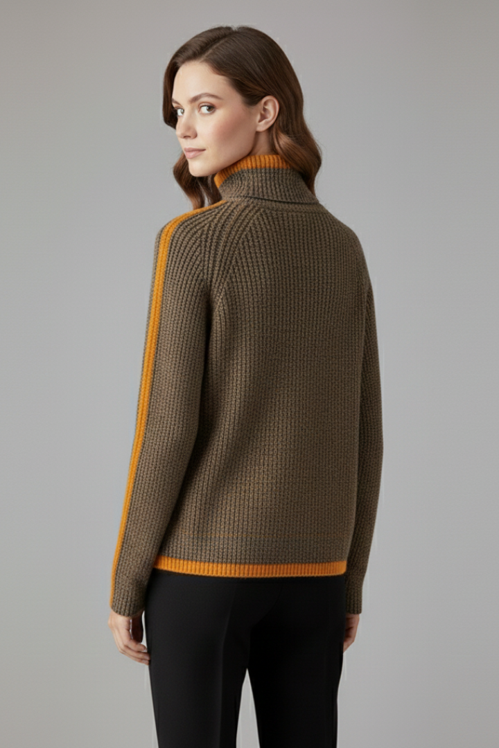 Women’s Turtleneck Jumper with Ribbed Knit and Trim