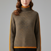Women’s Turtleneck Jumper with Ribbed Knit and Trim