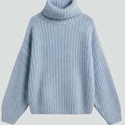 Women’s Turtleneck Jumper with Ribbed Knit and Wide Sleeves