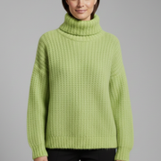 Women’s Turtleneck Jumper with Ribbed Knit and Wide Sleeves