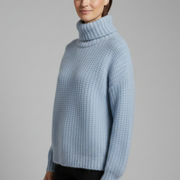 Women’s Turtleneck Jumper with Ribbed Knit and Wide Sleeves