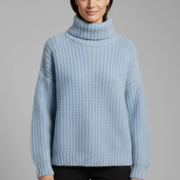 Women’s Turtleneck Jumper with Ribbed Knit and Wide Sleeves