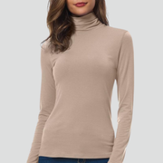 Women’s Turtleneck Sweater with Long Sleeves and Plain Surface