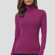 Women’s Turtleneck Sweater with Long Sleeves and Plain Surface