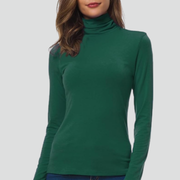 Women’s Turtleneck Sweater with Long Sleeves and Plain Surface