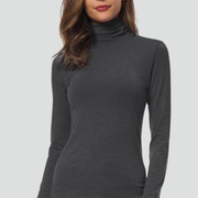Women’s Turtleneck Sweater with Long Sleeves and Plain Surface