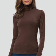 Women’s Turtleneck Sweater with Long Sleeves and Plain Surface