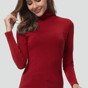 Women’s Turtleneck Sweater with Long Sleeves and Plain Surface