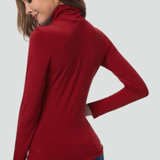 Women’s Turtleneck Sweater with Long Sleeves and Plain Surface