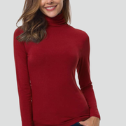 Women’s Turtleneck Sweater with Long Sleeves and Plain Surface