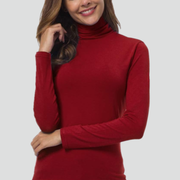 Women’s Turtleneck Sweater with Long Sleeves and Plain Surface
