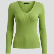 Women’s V-Neck Knit Jumper with Long Sleeves