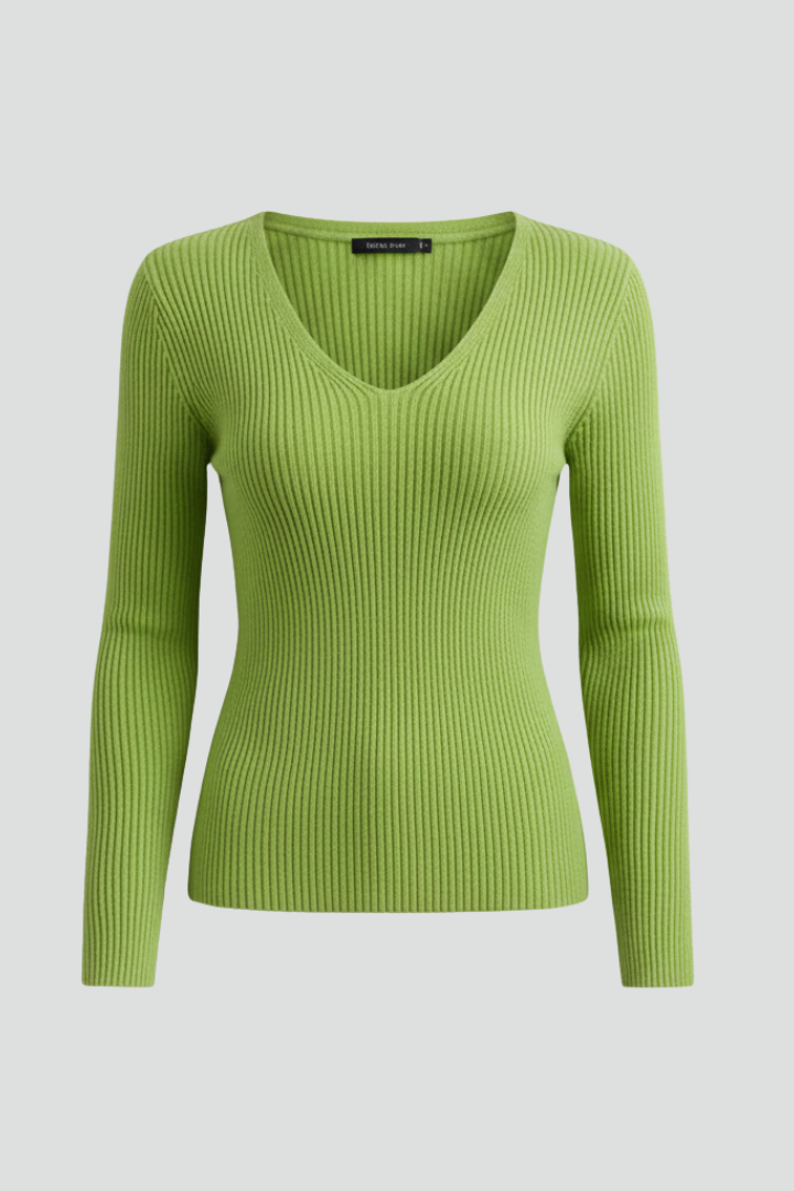 Women’s V-Neck Knit Jumper with Long Sleeves