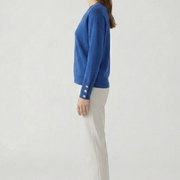 Women’s V-Neck Sweater with Dropped Shoulders and Buttoned Cuffs
