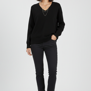 Women’s V-Neck Sweater with Long Sleeves and Pullover Design