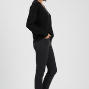 Women’s V-Neck Sweater with Long Sleeves and Pullover Design
