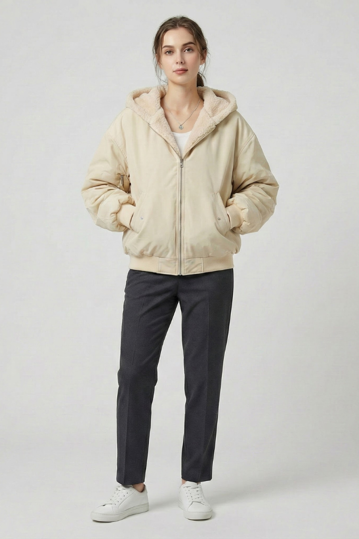 Women’s Winter Jacket with Hood and Front Zip