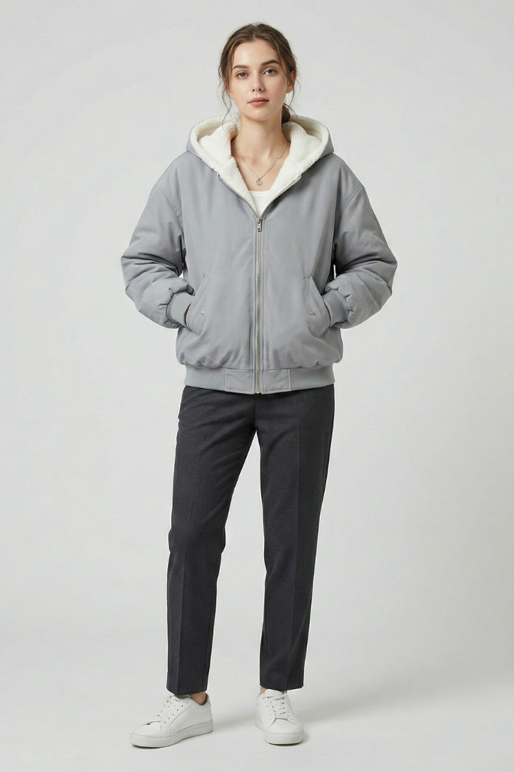 Women’s Winter Jacket with Hood and Front Zip