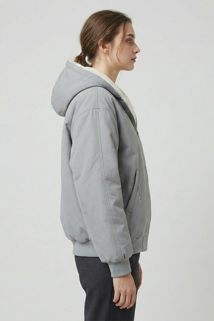 Women’s Winter Jacket with Hood and Front Zip