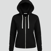 Women’s Zip Hoodie with Drawstring Hood and Front Pockets