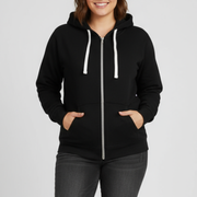 Women’s Zip Hoodie with Drawstring Hood and Front Pockets