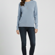 Women’s knitted sweater with round neckline and ribbed hem
